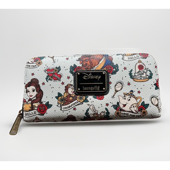 Loungefly Handbags - Loungefly Hard Tag Beauty & The Beast American Traditional Tattoo Wallet EUC